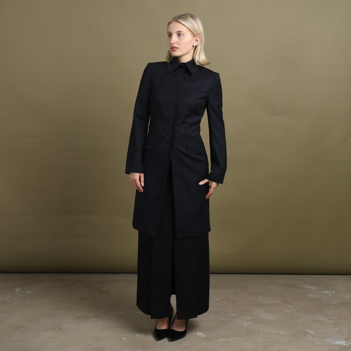 Dolce & Gabbana Overcoat Navy Blue & White Women's UK 8