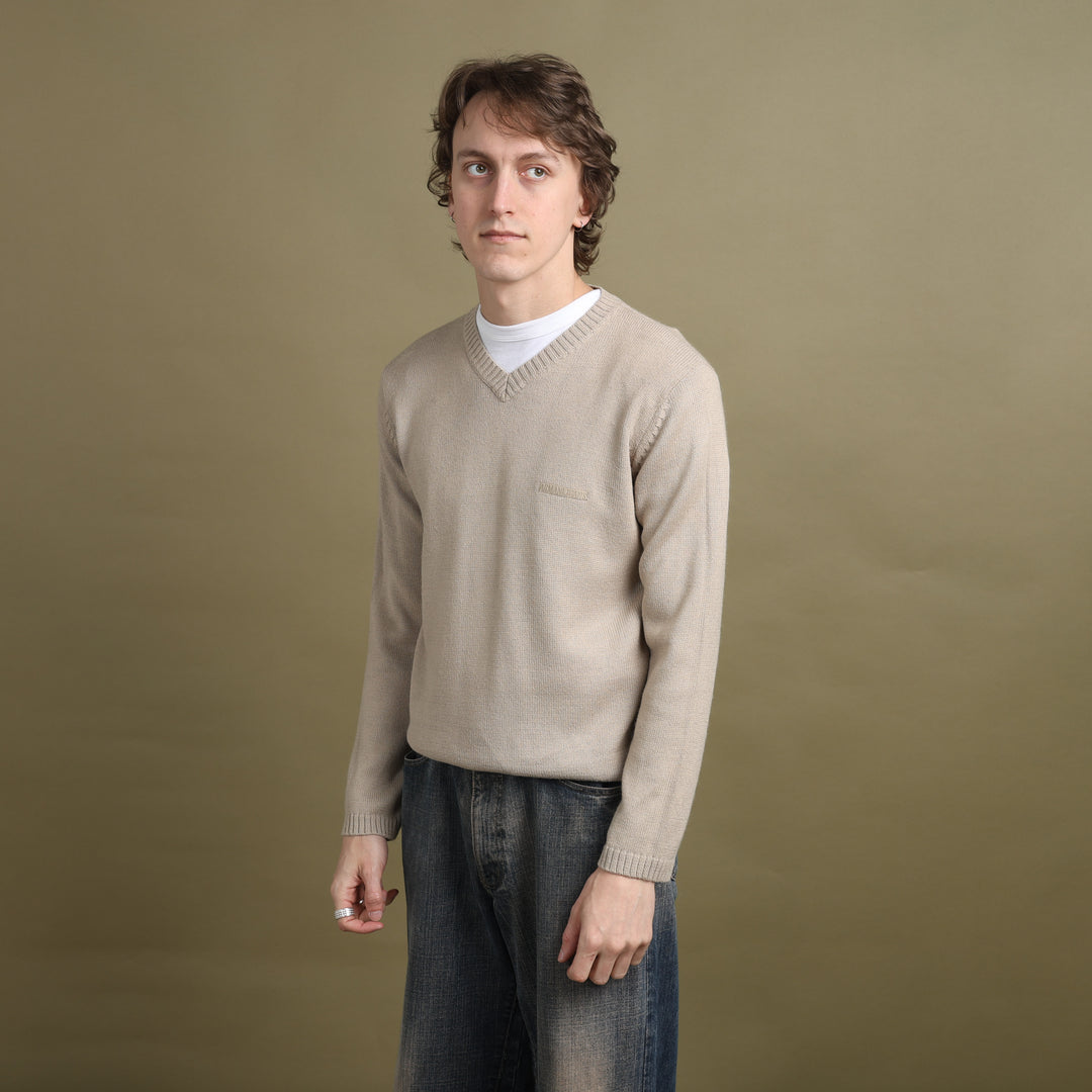 Armani Jeans V-Neck Jumper Beige Men's L