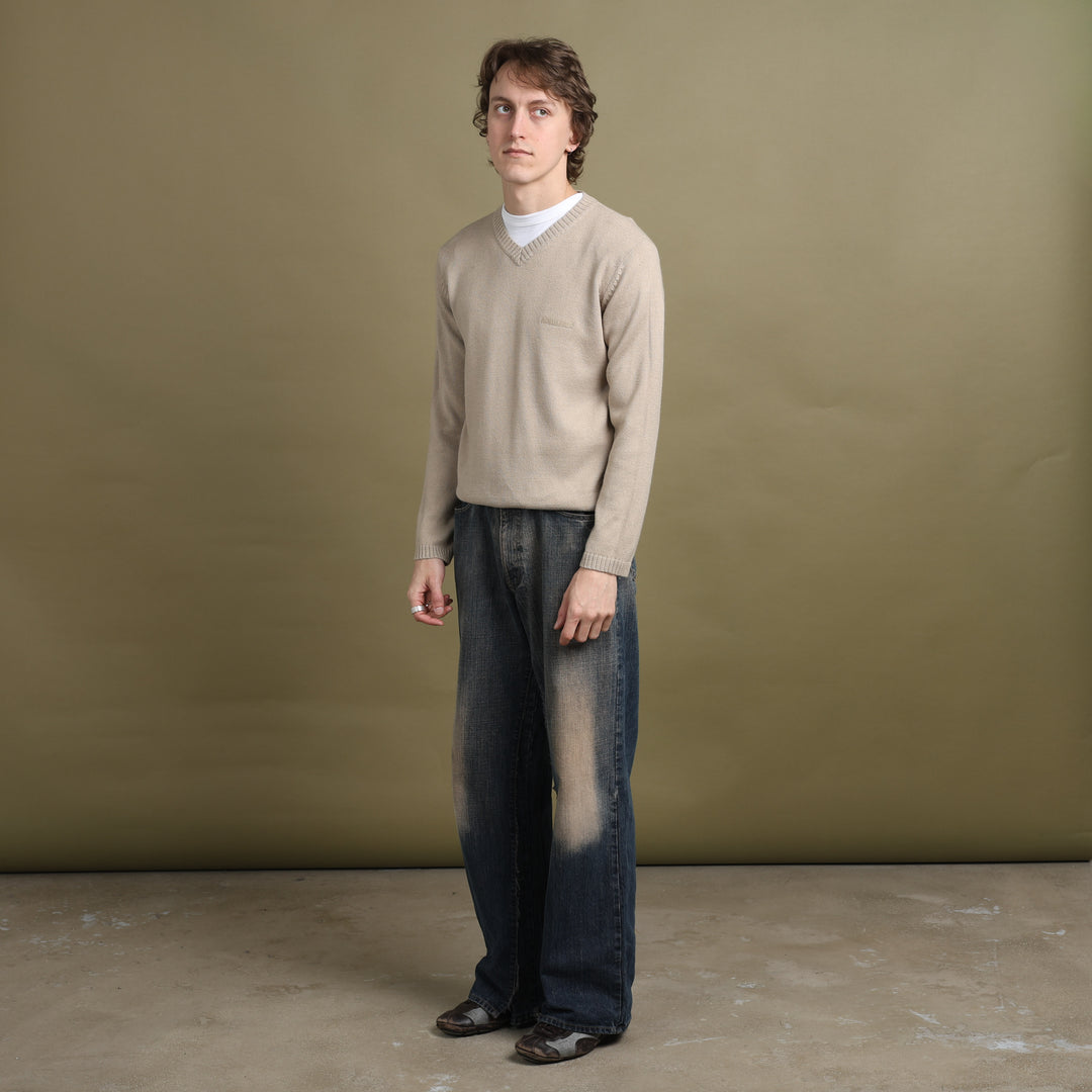 Armani Jeans V-Neck Jumper Beige Men's L