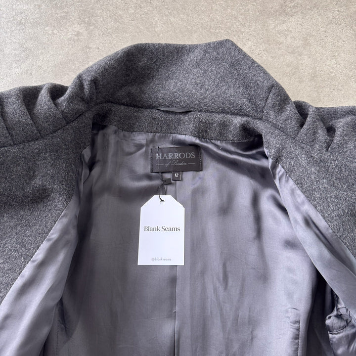 Harrods Ruffled Pea Coat Charcoal Grey Women's 12