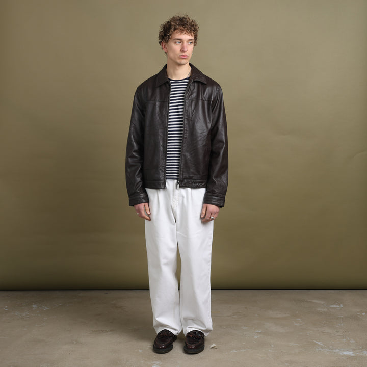 Balmain Leather Bomber Jacket Brown Men's L