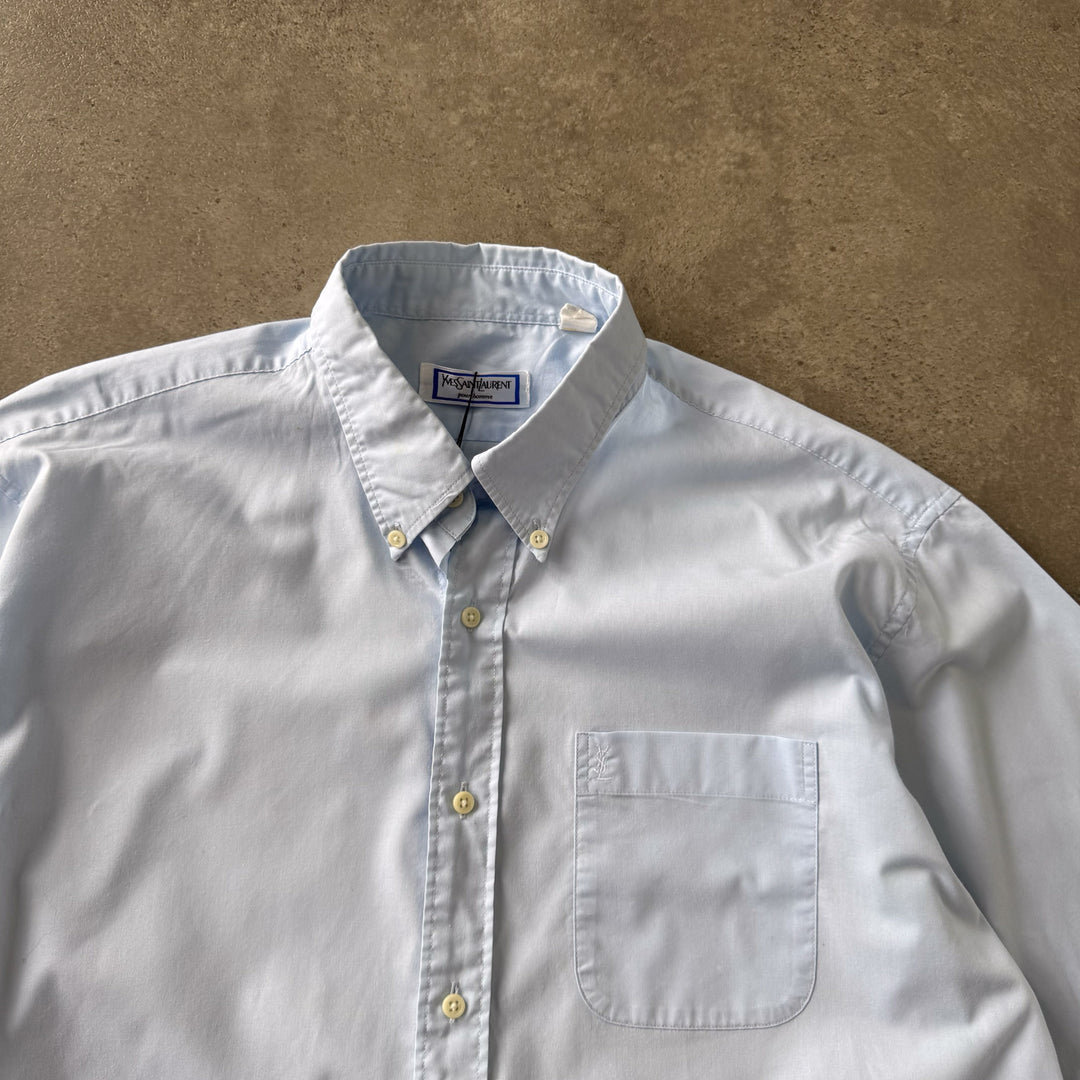 Yves Saint Laurent Short Sleeve Shirt Light Blue Men's L