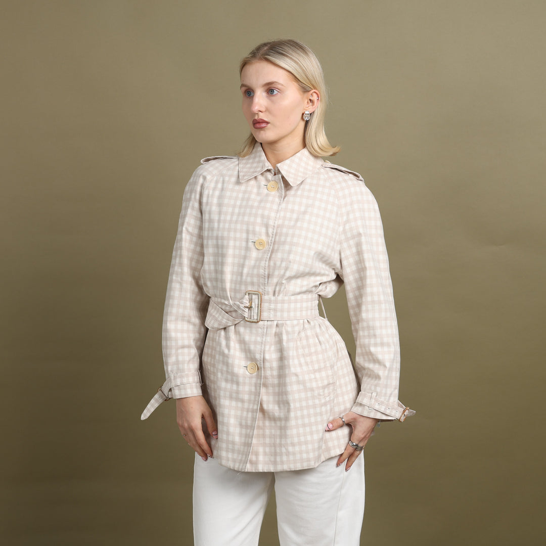 Aquascutum Chore Jacket Beige & White Women's UK 12