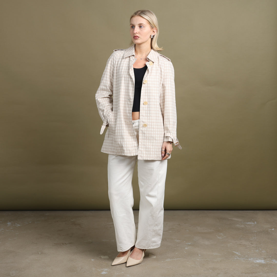 Aquascutum Chore Jacket Beige & White Women's UK 12