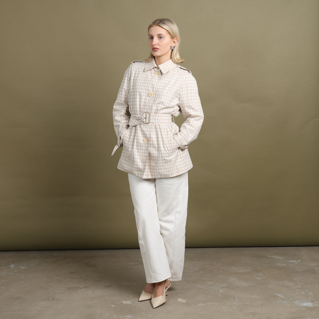 Aquascutum Chore Jacket Beige & White Women's UK 12
