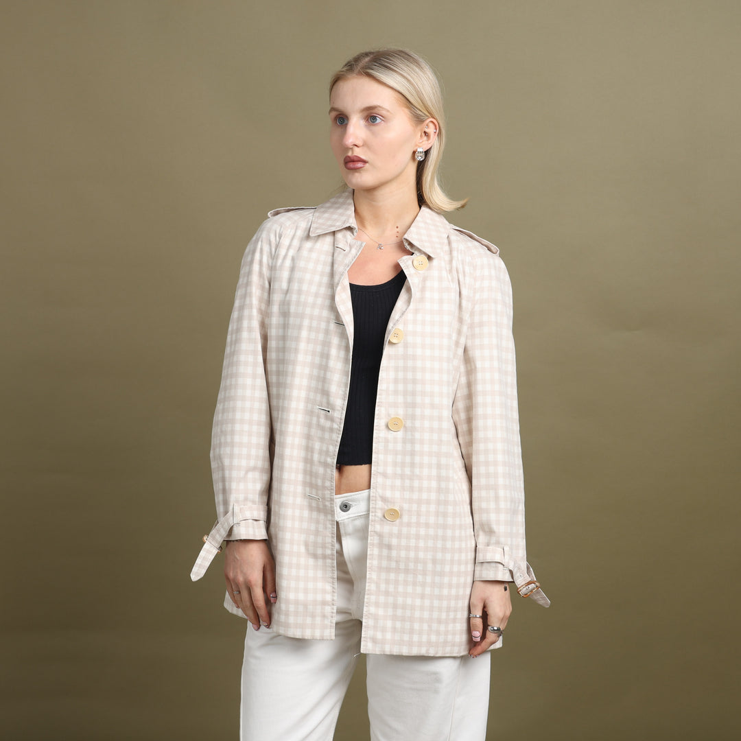 Aquascutum Chore Jacket Beige & White Women's UK 12