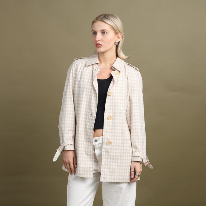 Aquascutum Chore Jacket Beige & White Women's UK 12