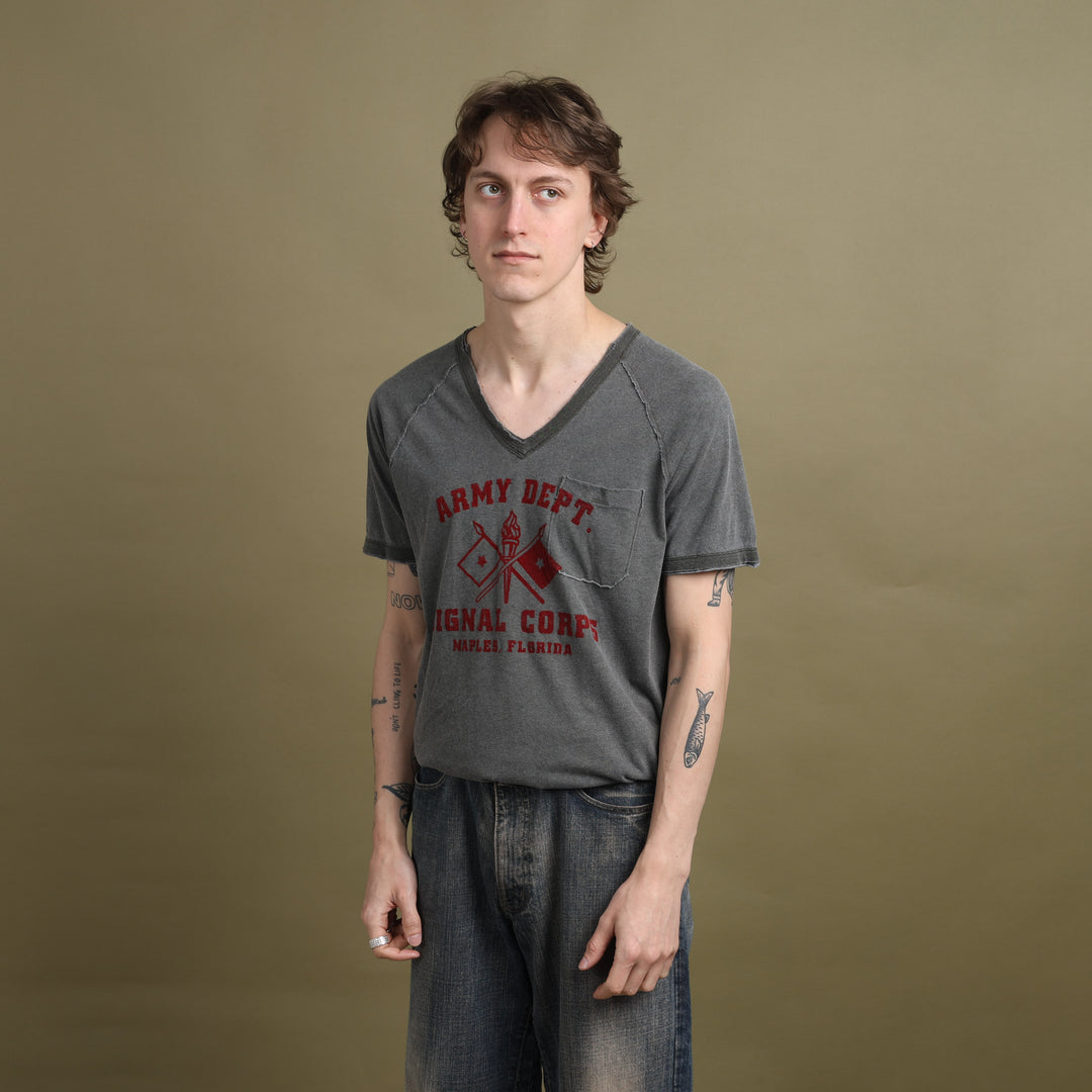 Dolce & Gabbana V-Neck T-Shirt Grey & Red Men's M