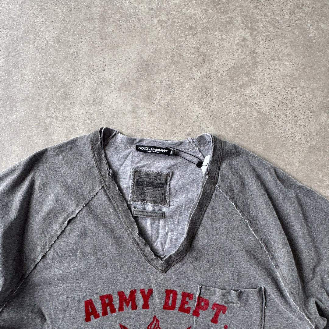 Dolce & Gabbana V-Neck T-Shirt Grey & Red Men's M