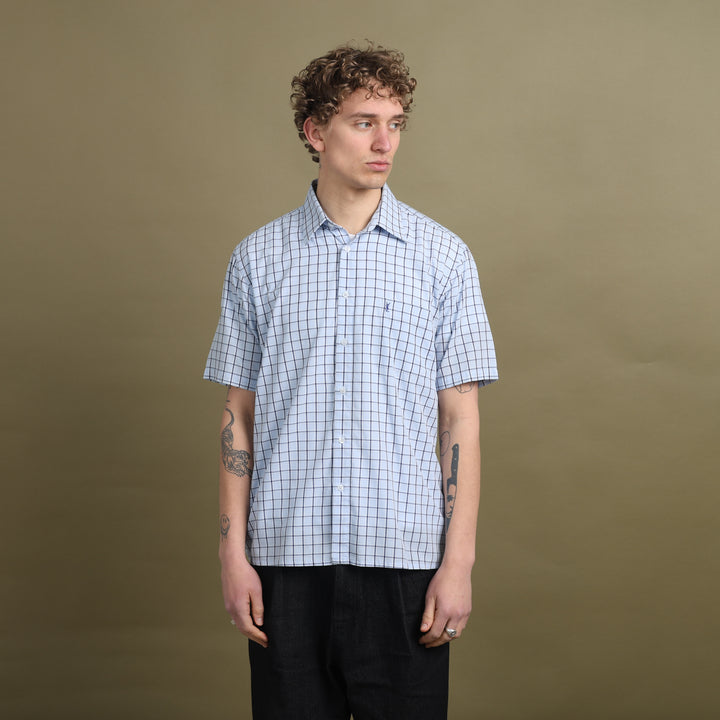 Yves Saint Laurent Short Sleeve Shirt Light Blue & White Men's L