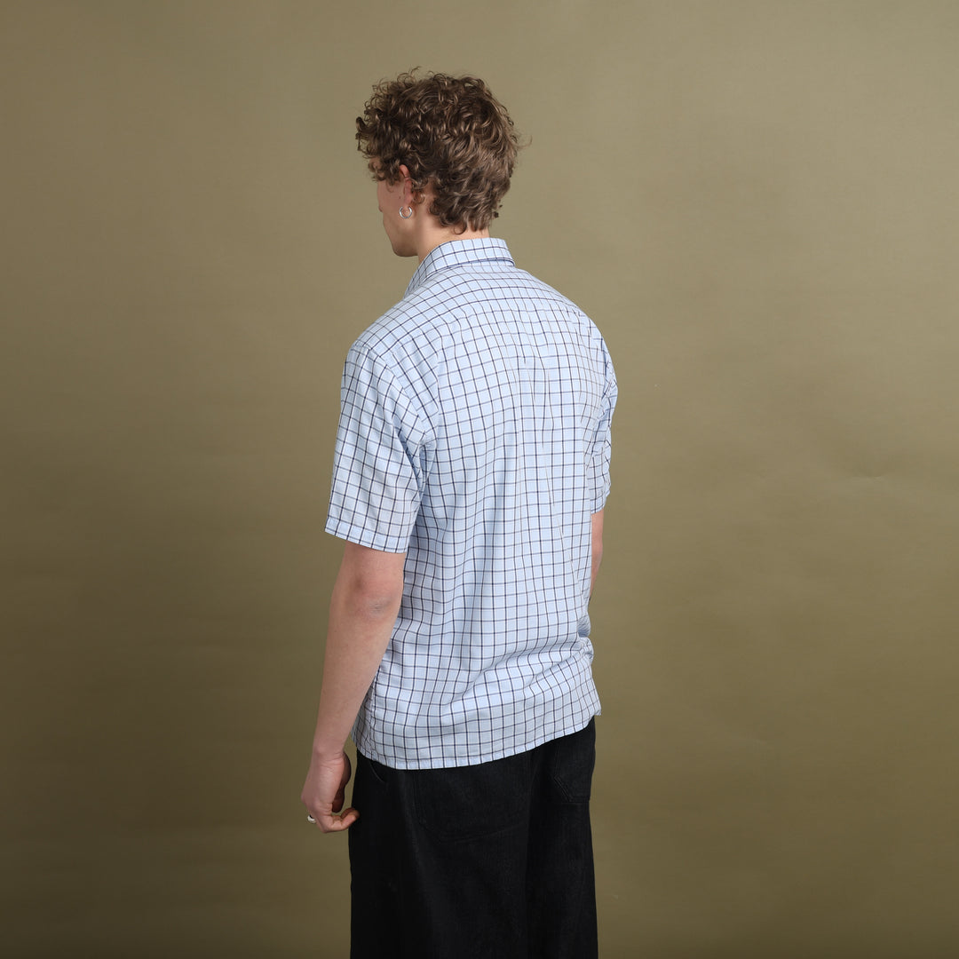 Yves Saint Laurent Short Sleeve Shirt Light Blue & White Men's L