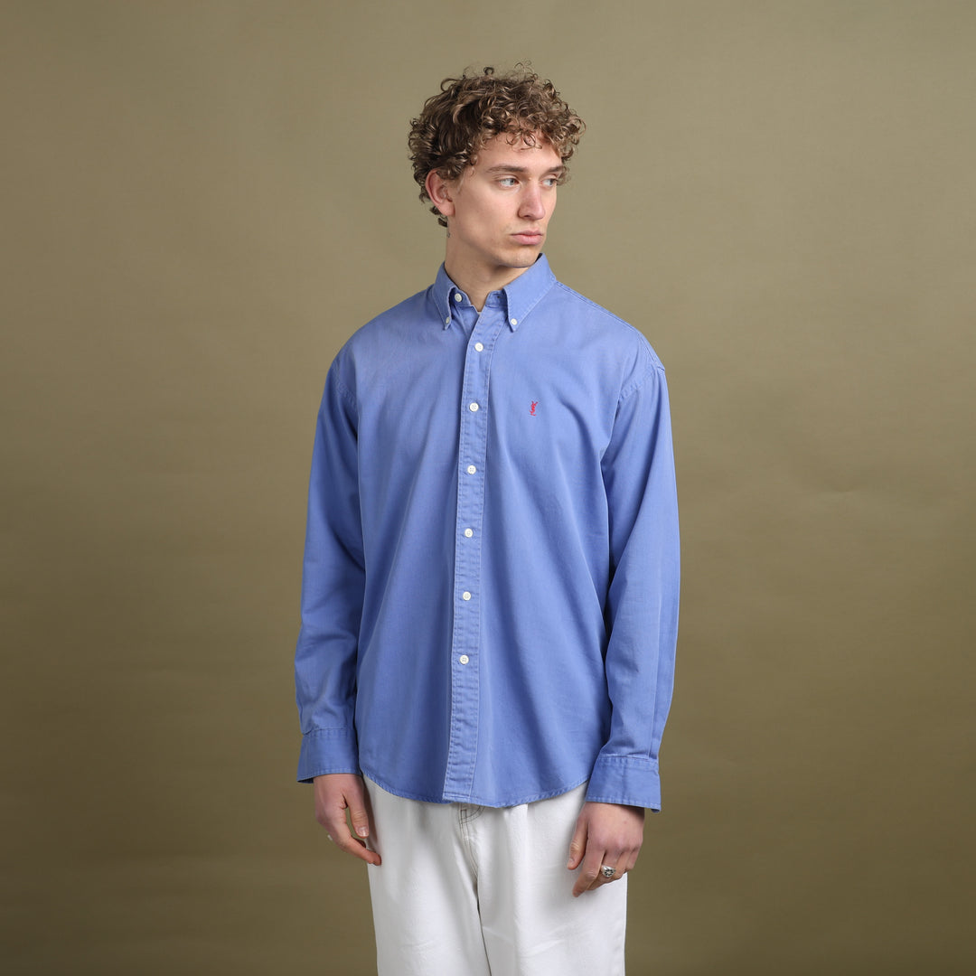 Yves Saint Laurent Oxford Shirt Bottle Blue Men's M