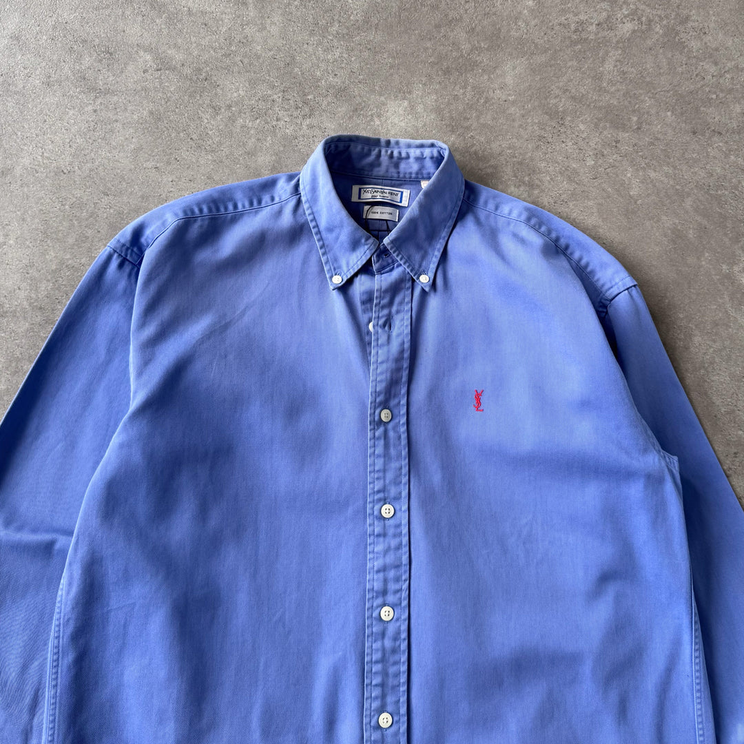 Yves Saint Laurent Oxford Shirt Bottle Blue Men's M
