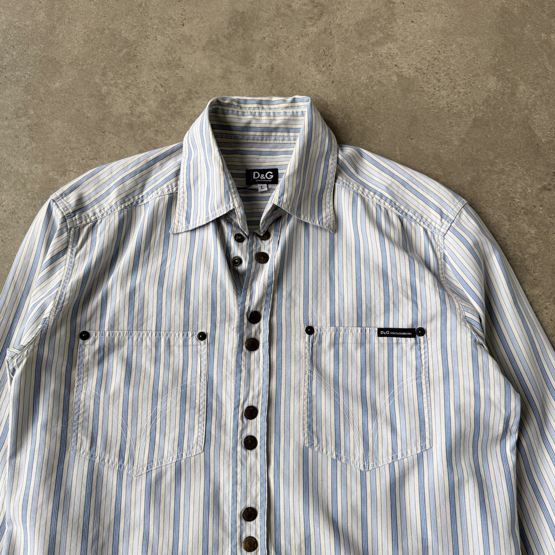 Dolce & Gabbana Dress Shirt White & Blue Men's M