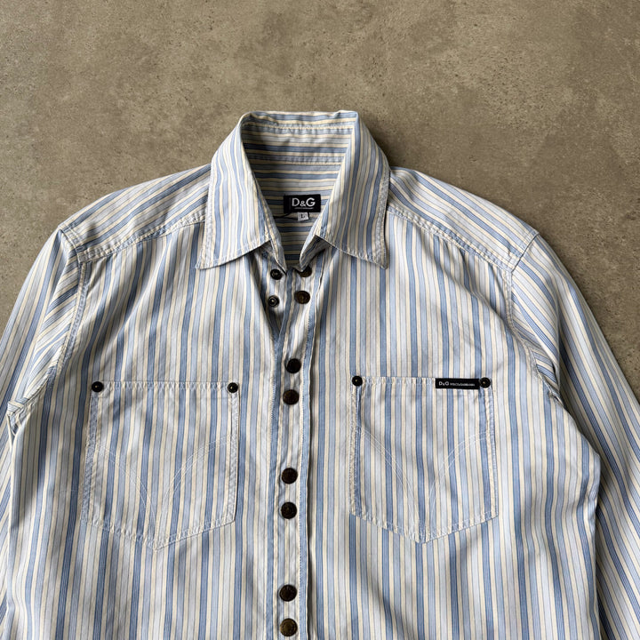Dolce & Gabbana Dress Shirt White & Blue Men's M
