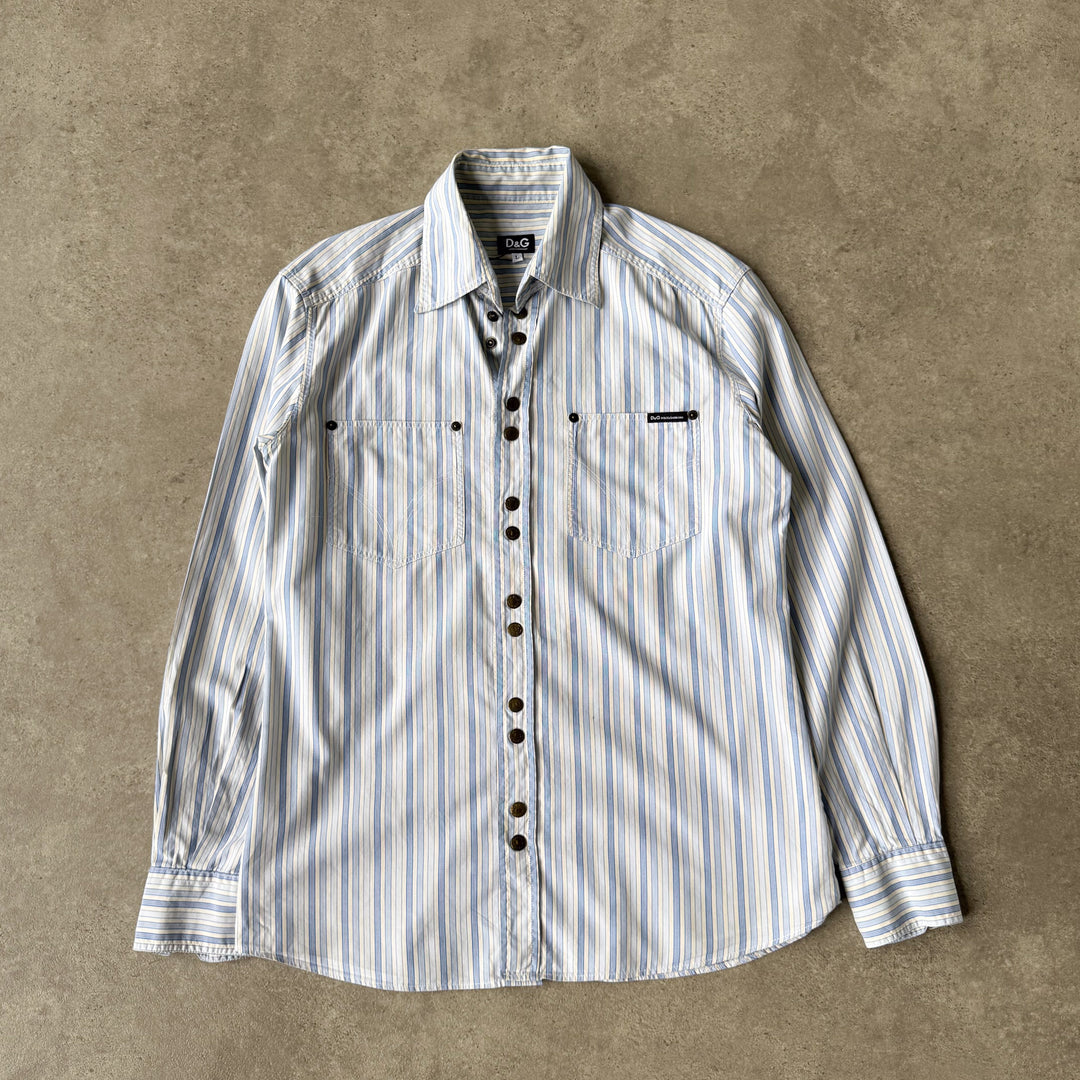 Dolce & Gabbana Dress Shirt White & Blue Men's M
