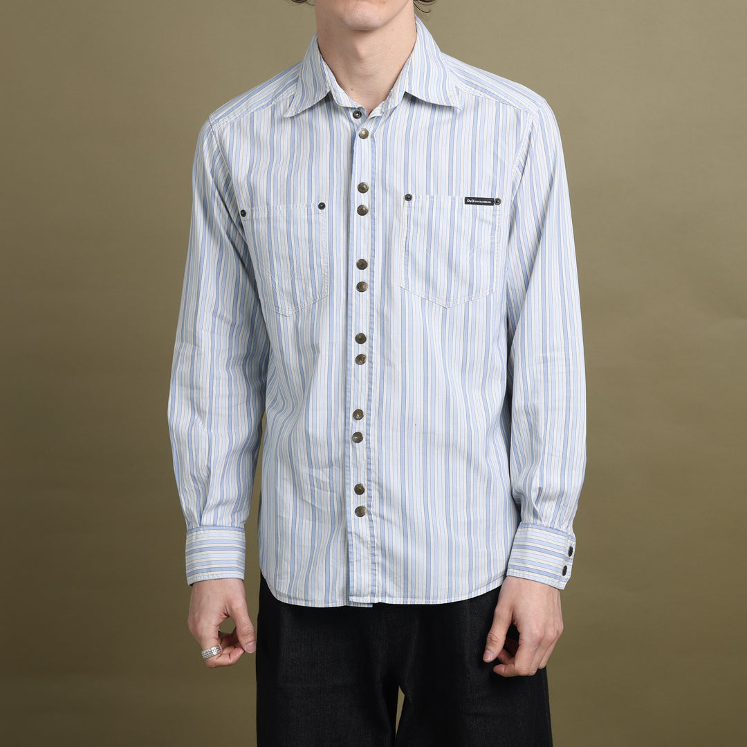 Dolce & Gabbana Dress Shirt White & Blue Men's M