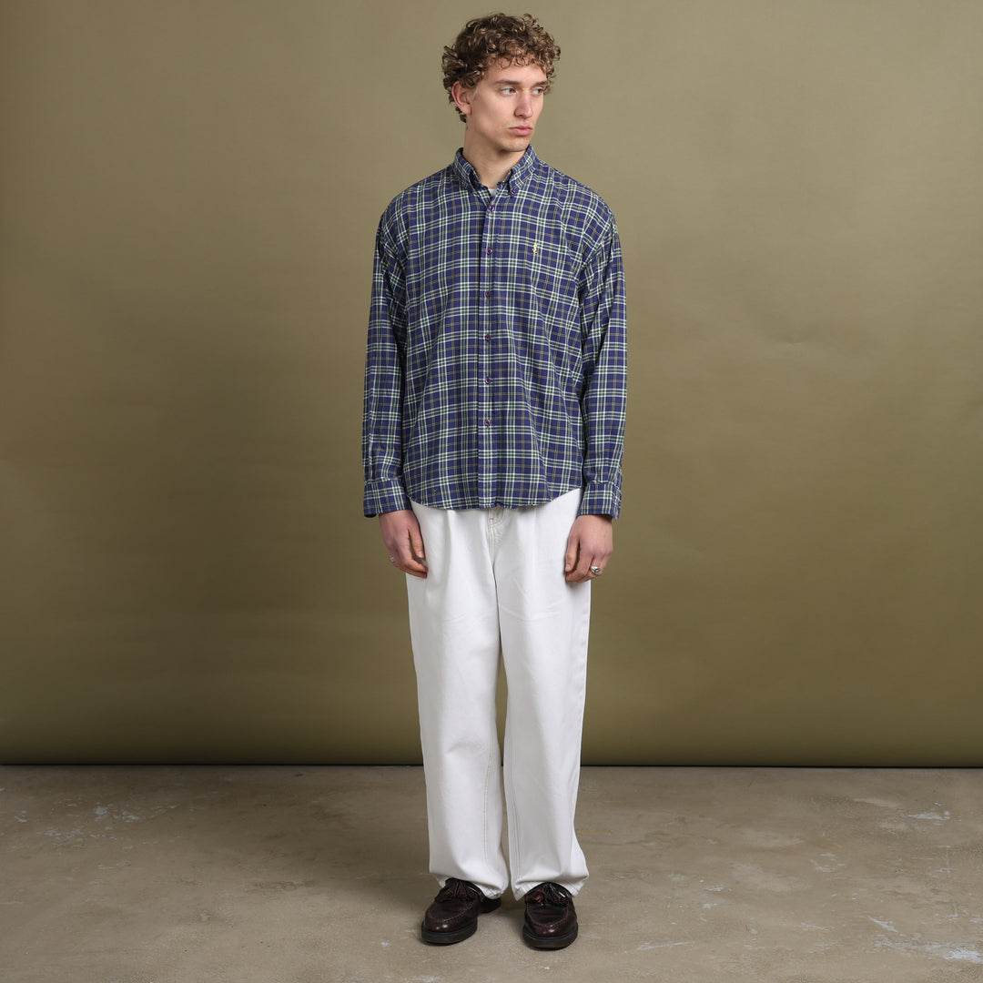 Yves Saint Laurent Flannel Shirt Blue Men's L