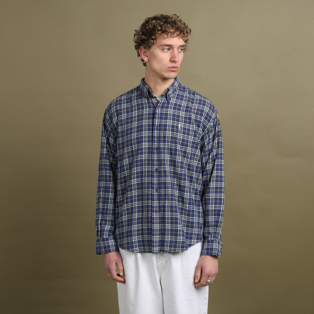 Yves Saint Laurent Flannel Shirt Blue Men's L