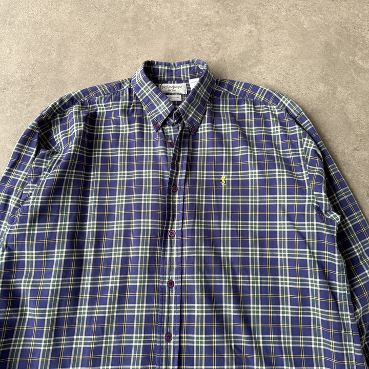 Yves Saint Laurent Flannel Shirt Blue Men's L
