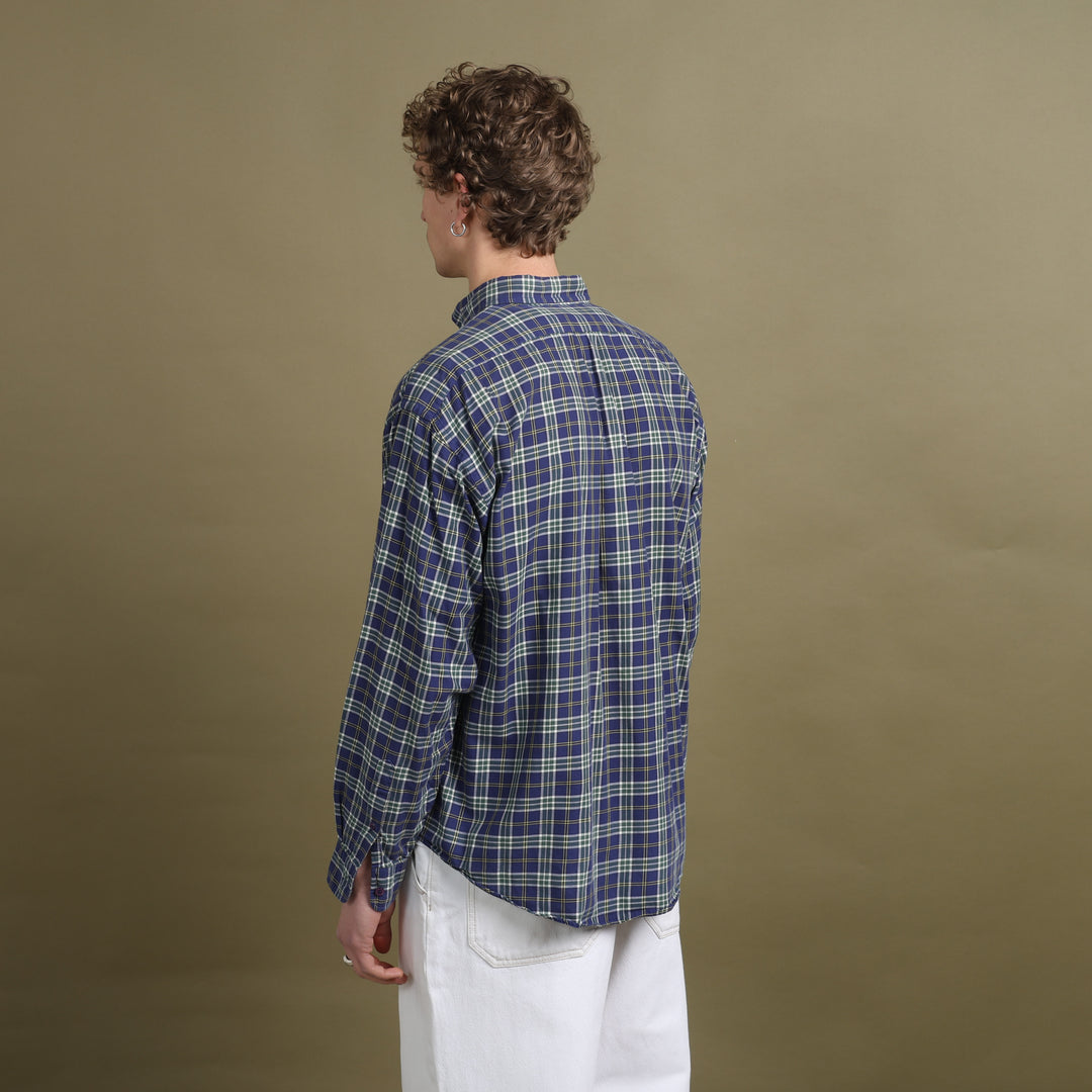 Yves Saint Laurent Flannel Shirt Blue Men's L