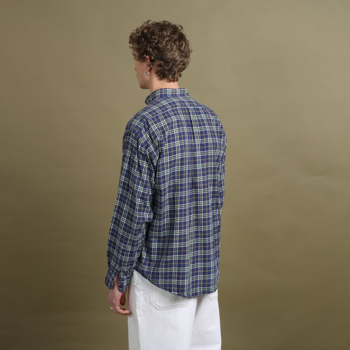 Yves Saint Laurent Flannel Shirt Blue Men's L