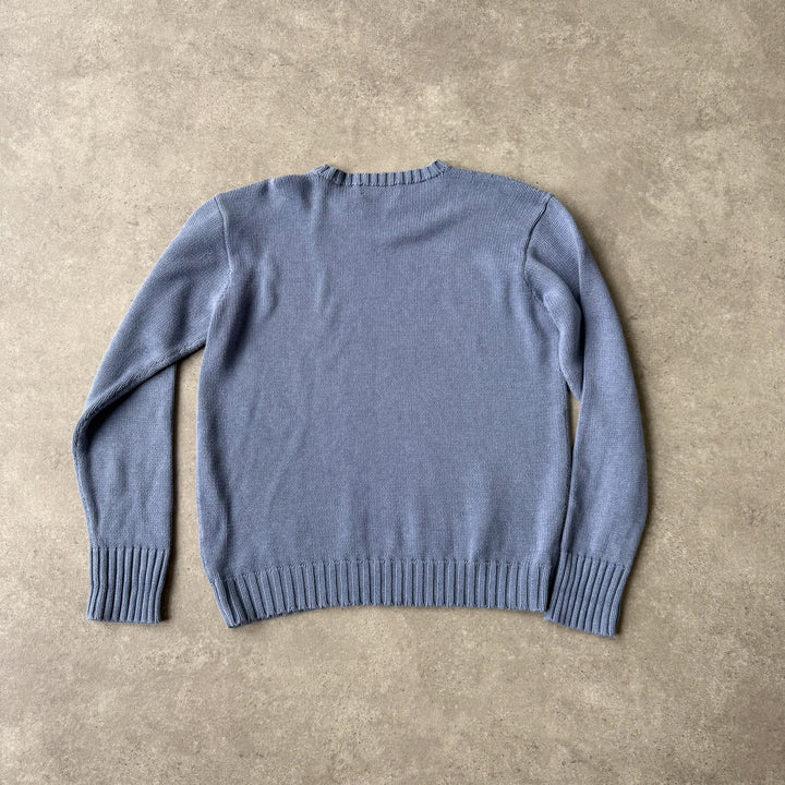 Ralph Lauren Crew Neck Jumper Bottle Blue & Navy Men's L