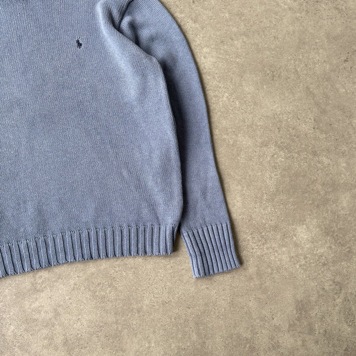 Ralph Lauren Crew Neck Jumper Bottle Blue & Navy Men's L
