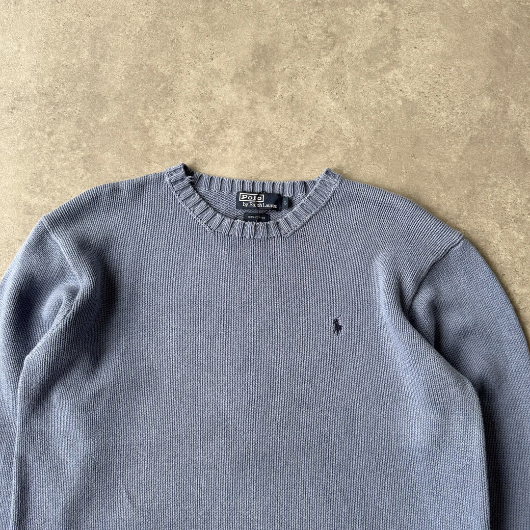 Ralph Lauren Crew Neck Jumper Bottle Blue & Navy Men's L