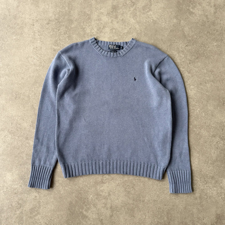 Ralph Lauren Crew Neck Jumper Bottle Blue & Navy Men's L