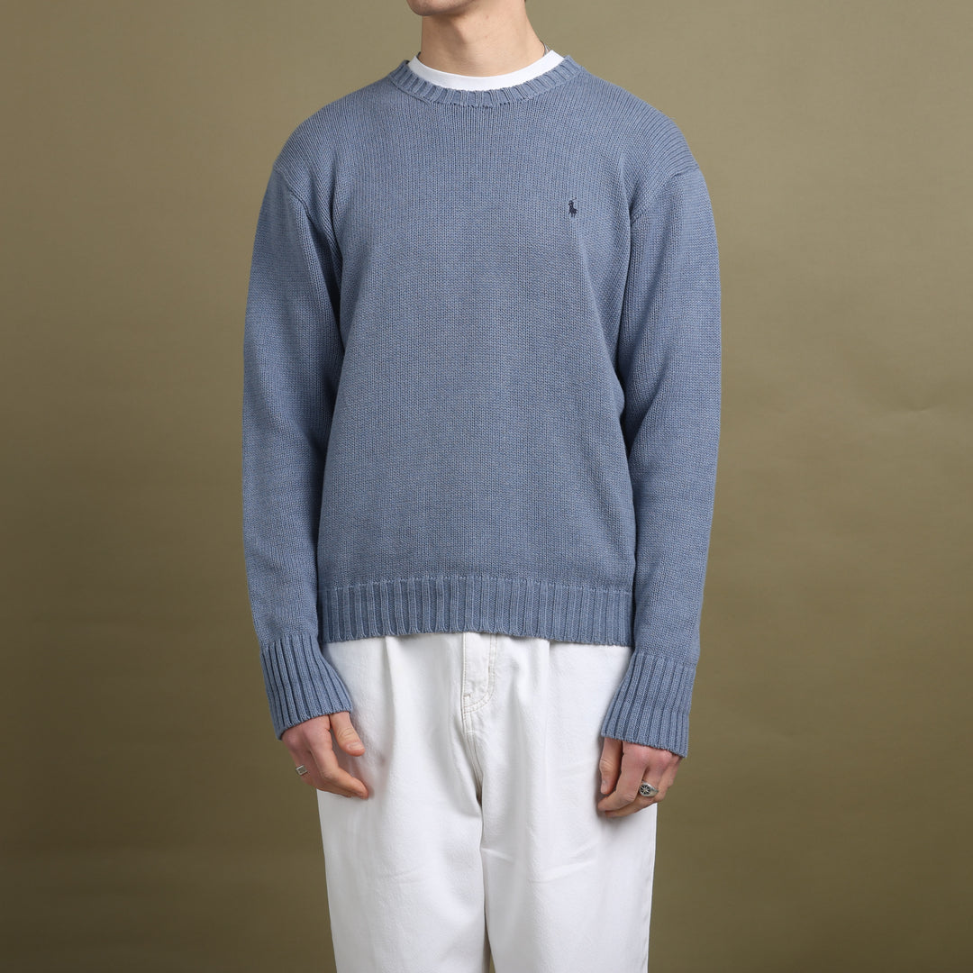 Ralph Lauren Crew Neck Jumper Bottle Blue & Navy Men's L