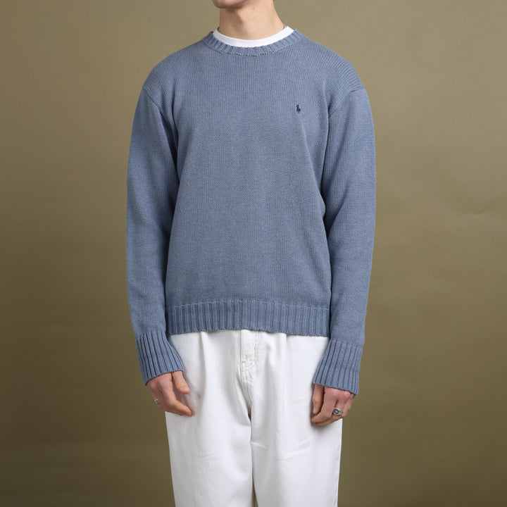 Ralph Lauren Crew Neck Jumper Bottle Blue & Navy Men's L