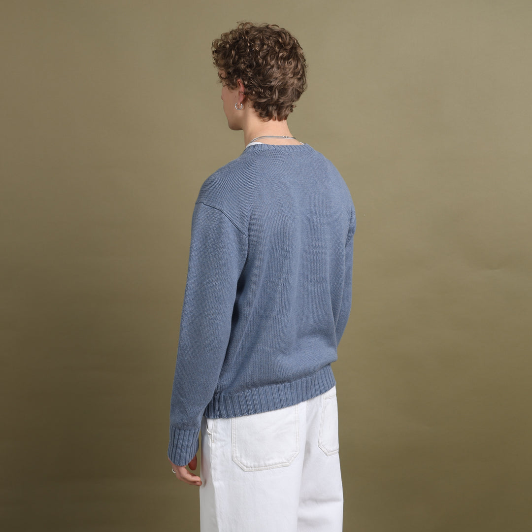 Ralph Lauren Crew Neck Jumper Bottle Blue & Navy Men's L