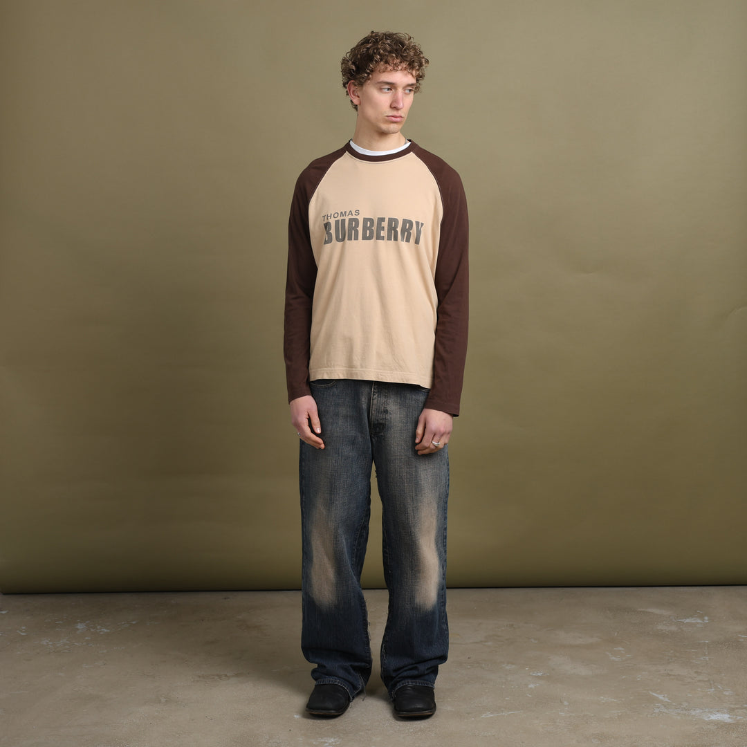 Thomas Burberry Long Sleeve T-Shirt Beige Men's L