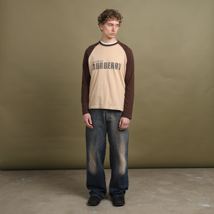 Thomas Burberry Long Sleeve T-Shirt Beige Men's L