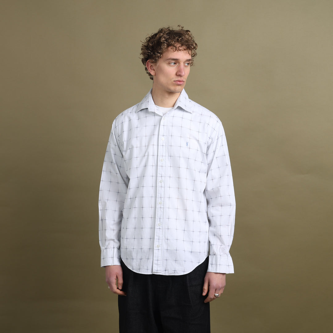 Yves Saint Laurent Dress Shirt White & Blue Men's L