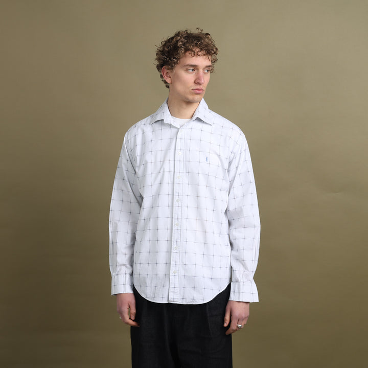 Yves Saint Laurent Dress Shirt White & Blue Men's L