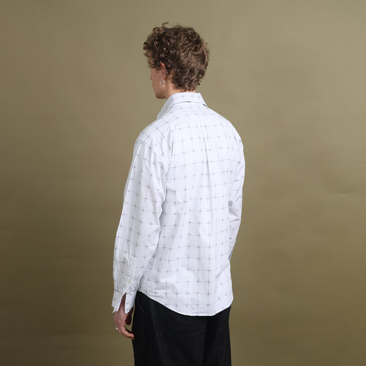 Yves Saint Laurent Dress Shirt White & Blue Men's L