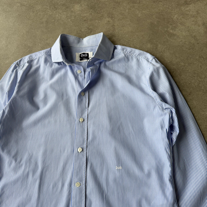 Dolce & Gabbana Dress Shirt Light Blue & White Men's L