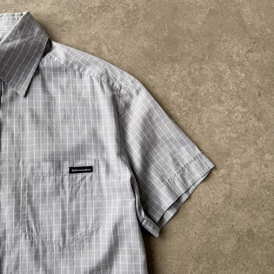 Dolce & Gabbana Short Sleeve Shirt Grey & White Men's M