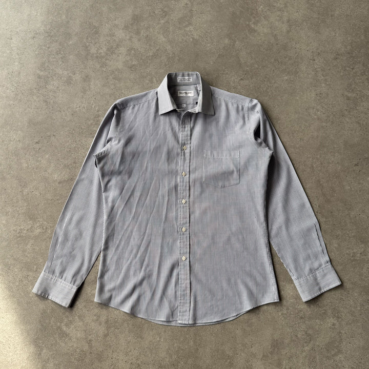 Yves Saint Laurent Dress Shirt Grey & White Men's S