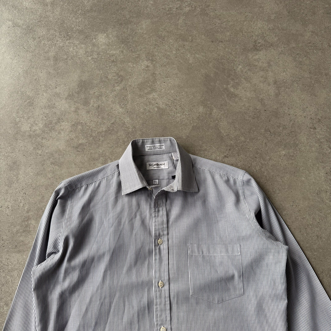Yves Saint Laurent Dress Shirt Grey & White Men's S
