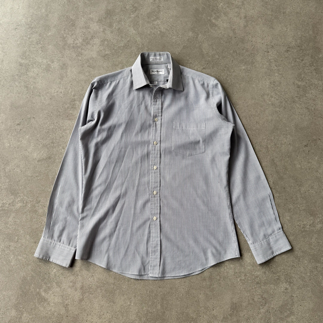 Yves Saint Laurent Dress Shirt Grey & White Men's S