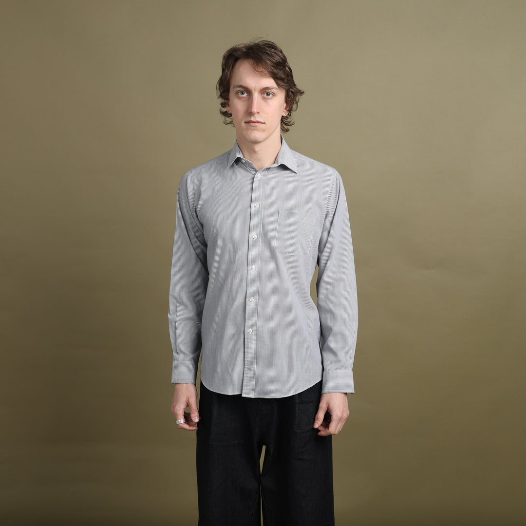 Yves Saint Laurent Dress Shirt Grey & White Men's S