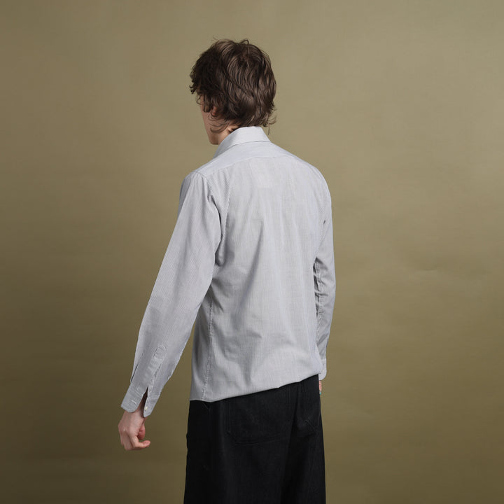 Yves Saint Laurent Dress Shirt Grey & White Men's S