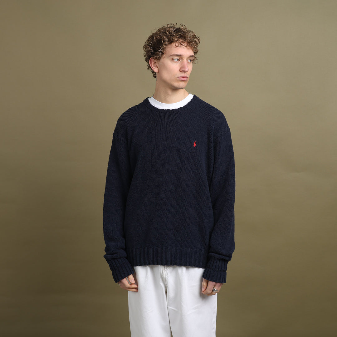 Ralph Lauren Crew Neck Jumper Navy Blue Men's L