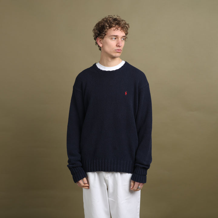 Ralph Lauren Crew Neck Jumper Navy Blue Men's L