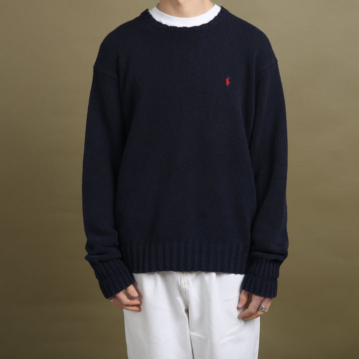 Ralph Lauren Crew Neck Jumper Navy Blue Men's L