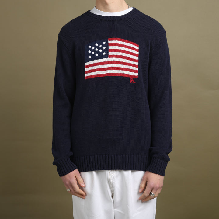 Ralph Lauren Crew Neck Jumper Navy Blue Men's M