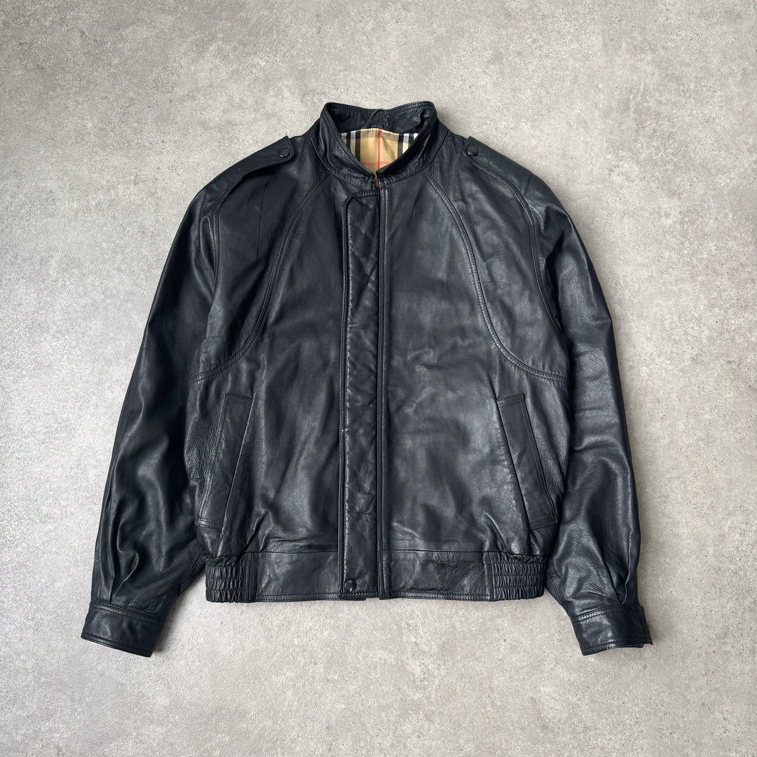 Burberry's Leather Bomber Jacket Black Men's M